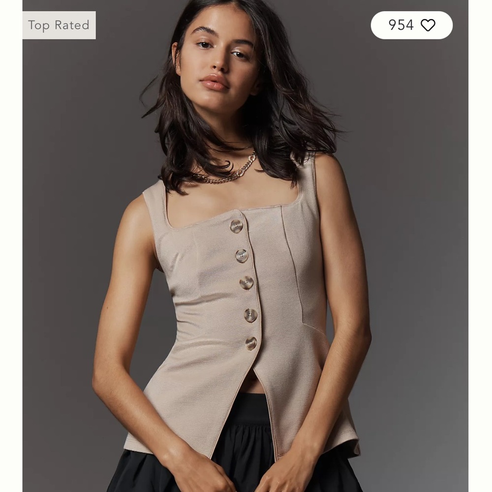 New with tags antropologie Maeve Beige Button-Front Tank Top